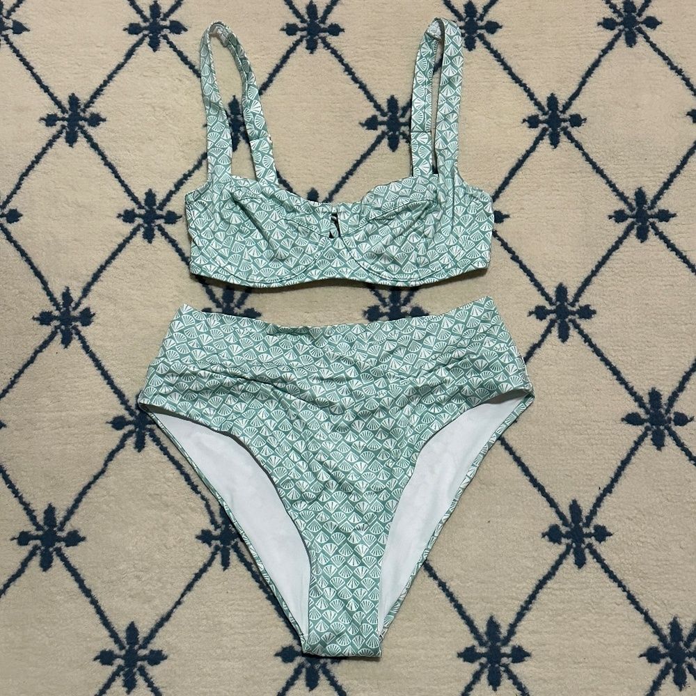 NWOT Victoria's Secret Seashell High Waist Bikini - Blue/Green